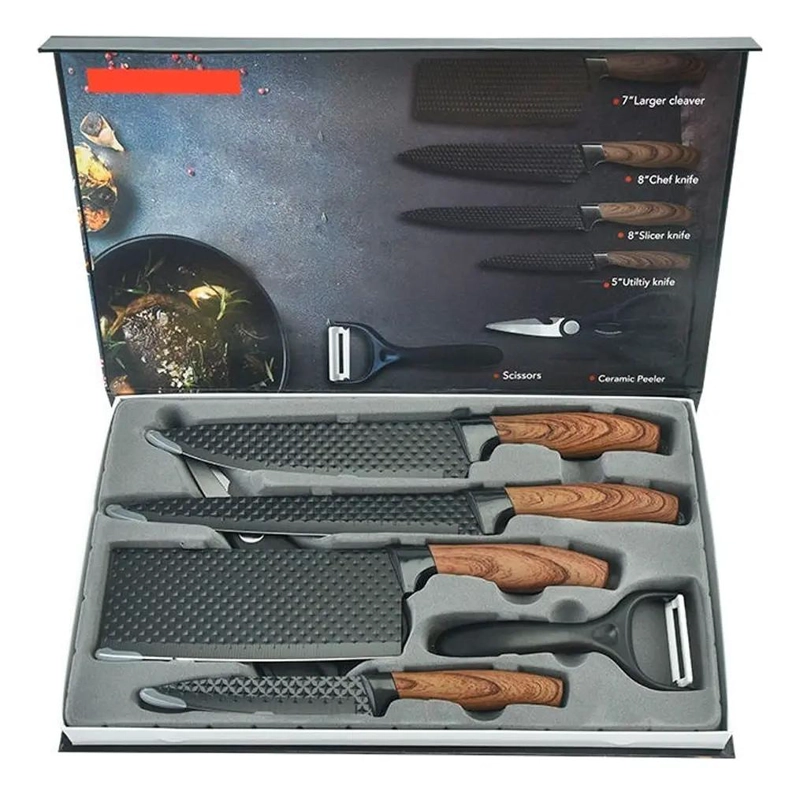 SET DE 6 CUCHILLOS ERGONOMICOS CON HOJA ANTIADHERENTE PARA COCINA - 2