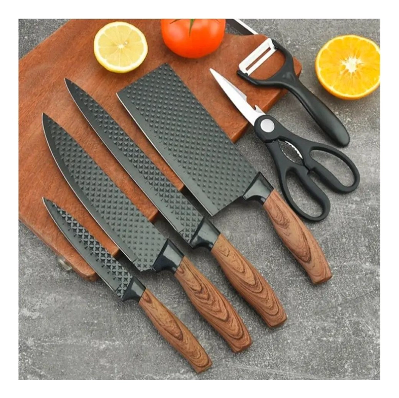 SET DE 6 CUCHILLOS ERGONOMICOS CON HOJA ANTIADHERENTE PARA COCINA - 5