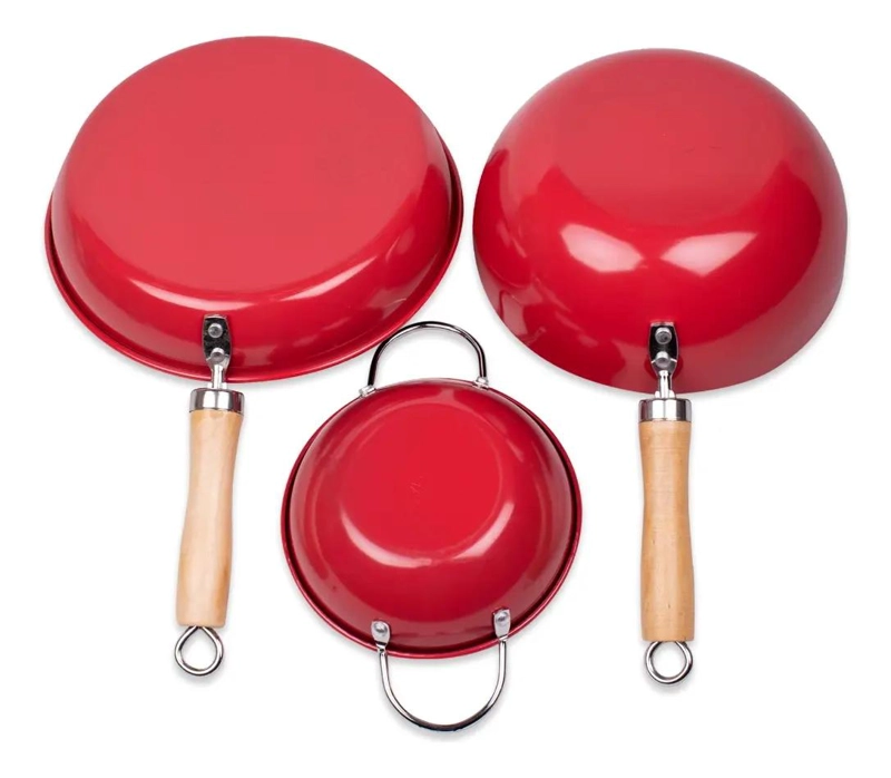 SET DE COCINA CON PAILA, SARTE N Y WOK DE 1 LITRO EN COLOR ROJO - 2