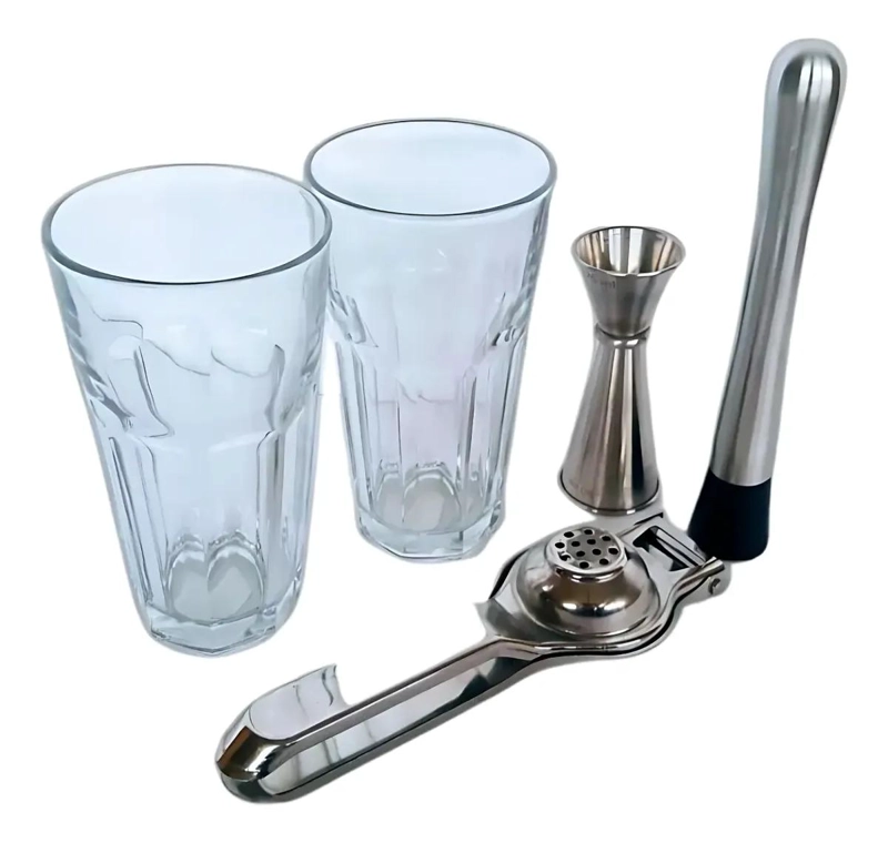 SET DE 2 VASOS CON MACERADOR, EXPRIMIDOR MANUAL Y JIGGER MEDIDOR PARA MOJITO - 2