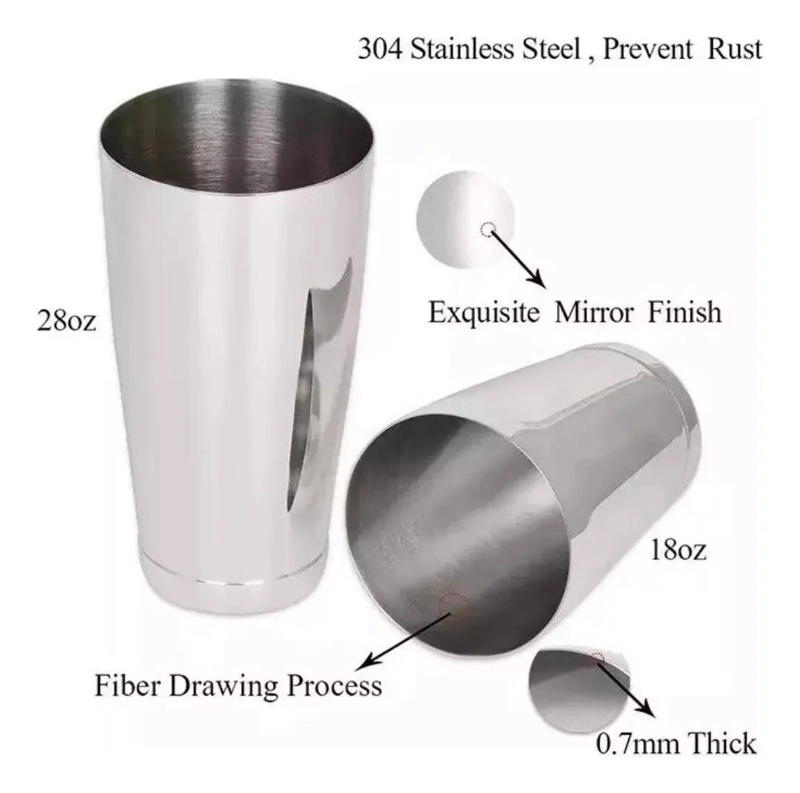COCTELERA BOSTON DE ACERO INOXIDABLE PARA BAR PROFESIONAL - 5