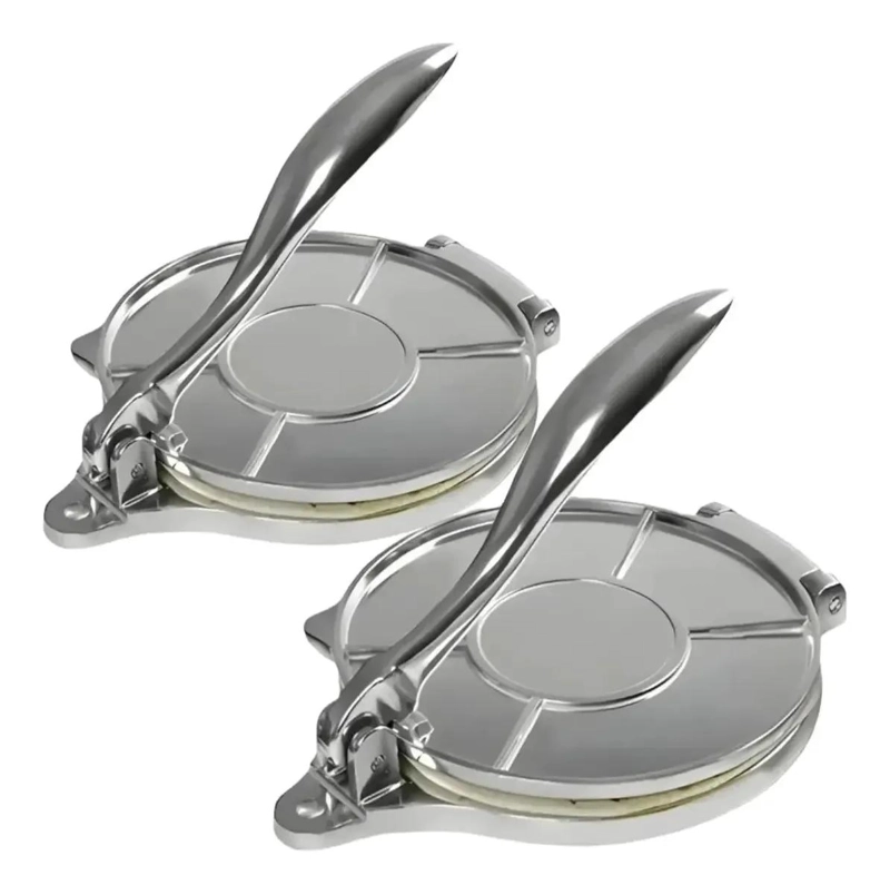 PACK DE 2 PRENSAS PARA TORTILLAS DE ACERO INOXIDABLE DE 20 CM - 1