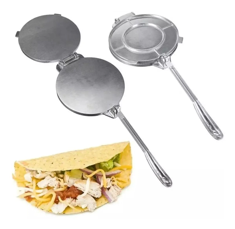 PACK DE 2 PRENSAS PARA TORTILLAS DE ACERO INOXIDABLE DE 20 CM - 3