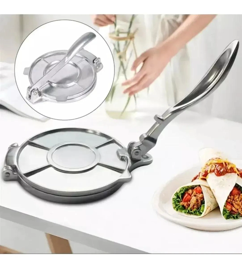 PACK DE 2 PRENSAS PARA TORTILLAS DE ACERO INOXIDABLE DE 20 CM - 4