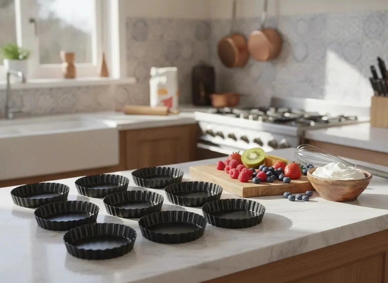 SET DE 24 MOLDES MINI PARA TARTALETAS DESMONTABLES DE 12 CM ANTIADHERENTES - 3