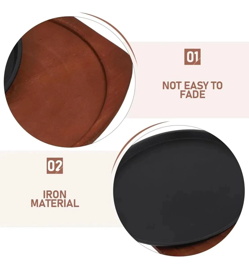 SET DE 2 PLANCHAS DE FIERRO FUNDIDO CON BASE DE MADERA Y PINZA - 2