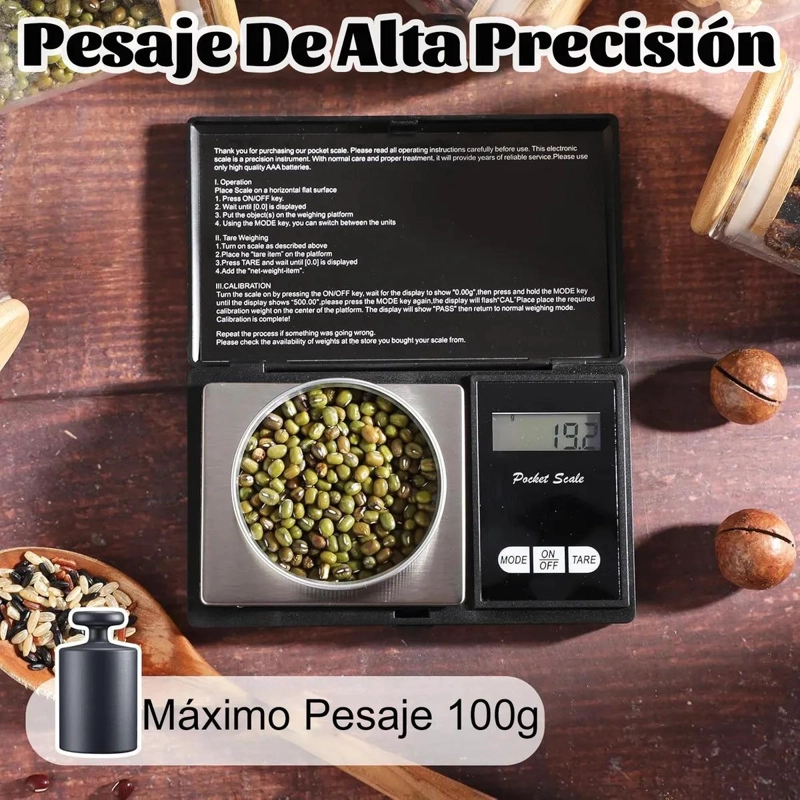 MINI BASCULA DIGITAL PRECISA PARA COCINA Y JOYERIA CON CAPACIDAD 100G - 3