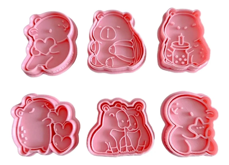 SET DE 6 CORTADORES DE GALLETAS CON SELLO DE CAPIBARA PARA FONDANT - 1