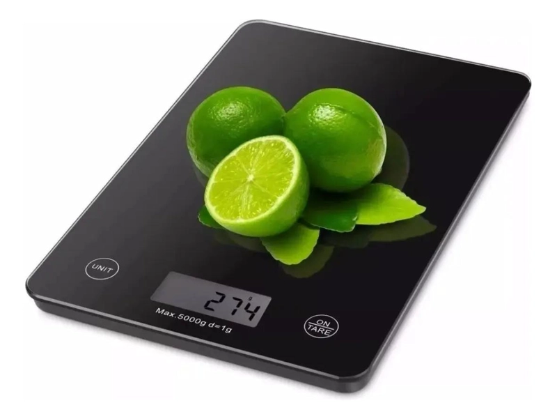 BALANZA DIGITAL GRAMERA PARA COCINA CON SUPERFICIE DE VIDRIO Y DISEÑO SLIM - 1