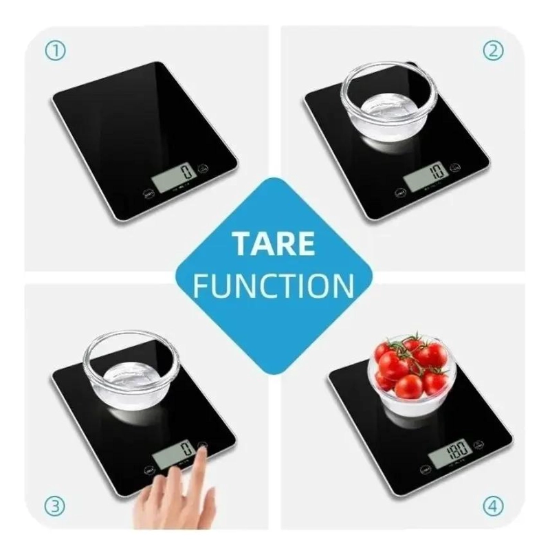 BALANZA DIGITAL GRAMERA PARA COCINA CON SUPERFICIE DE VIDRIO Y DISEÑO SLIM - 3