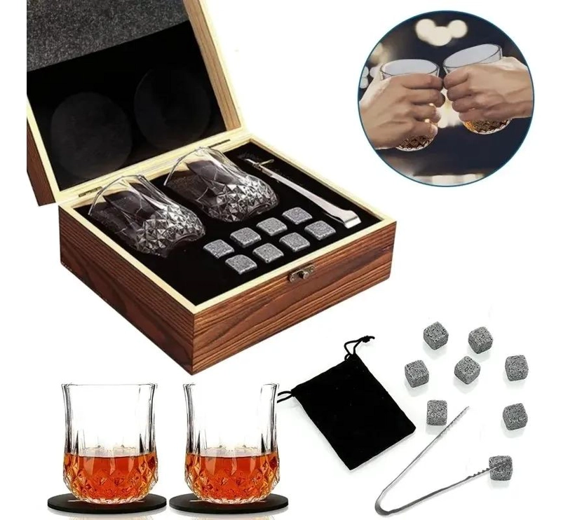 SET DE VASOS PARA WHISKY CON PIEDRAS ENFRIADORAS PARA BEBIDAS - 1