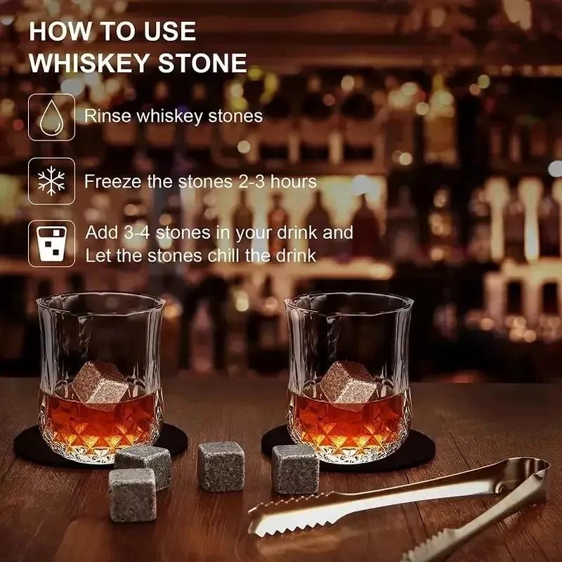 SET DE VASOS PARA WHISKY CON PIEDRAS ENFRIADORAS PARA BEBIDAS - 2