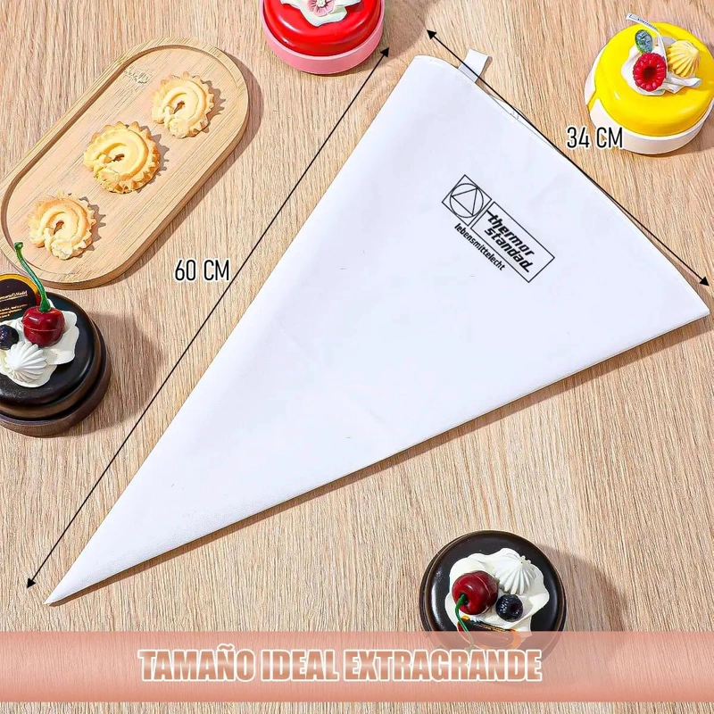 PACK DE 4 MANGAS PASTELERAS PROFESIONALES DE TELA DE 60 CM PARA REPOSTERIA - 3
