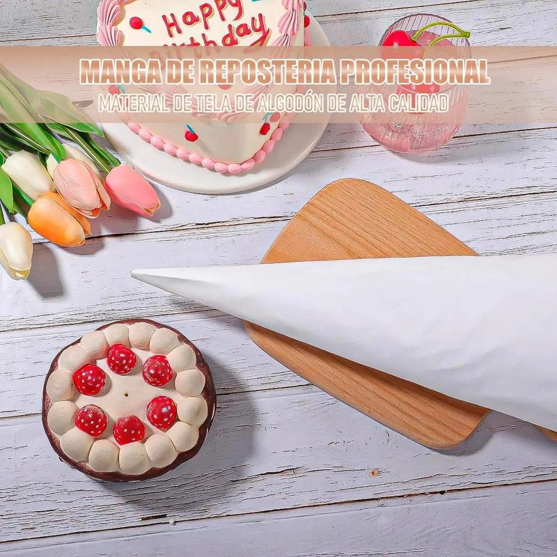 PACK DE 4 MANGAS PASTELERAS PROFESIONALES DE TELA DE 60 CM PARA REPOSTERIA - 5