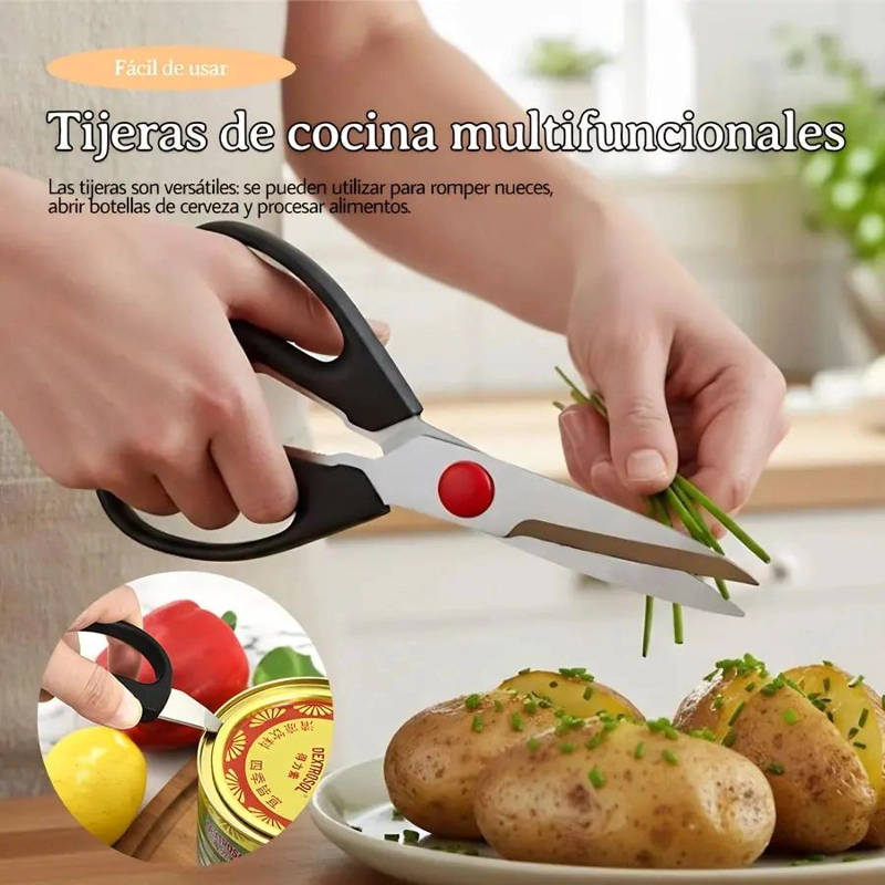 TIJERAS DE COCINA MULTIFUNCION DE 21 CM CON FILO AFILADO Y ABRIDOR - 3