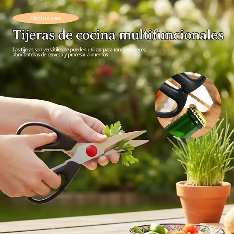 TIJERAS DE COCINA MULTIFUNCION DE 21 CM CON FILO AFILADO Y ABRIDOR - 5