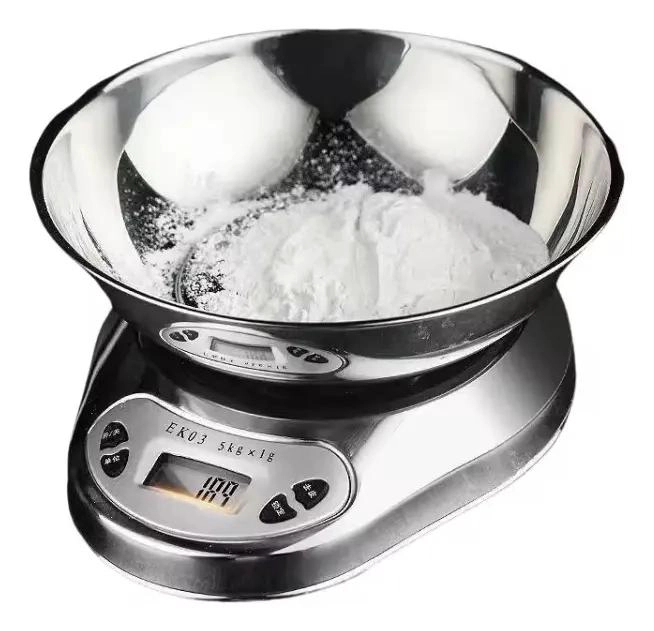 BASCULA DE COCINA DIGITAL CON BOWL DE ACERO INOXIDABLE Y CAPACIDAD DE 5 KG - 1