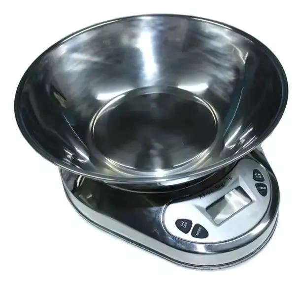 BASCULA DE COCINA DIGITAL CON BOWL DE ACERO INOXIDABLE Y CAPACIDAD DE 5 KG - 5