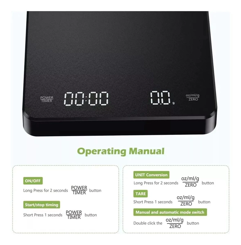 BASCULA DIGITAL PARA CAFE  CON CAPACIDAD DE 3000 GRAMOS Y TEMPORIZADOR INTEGRADO - 4