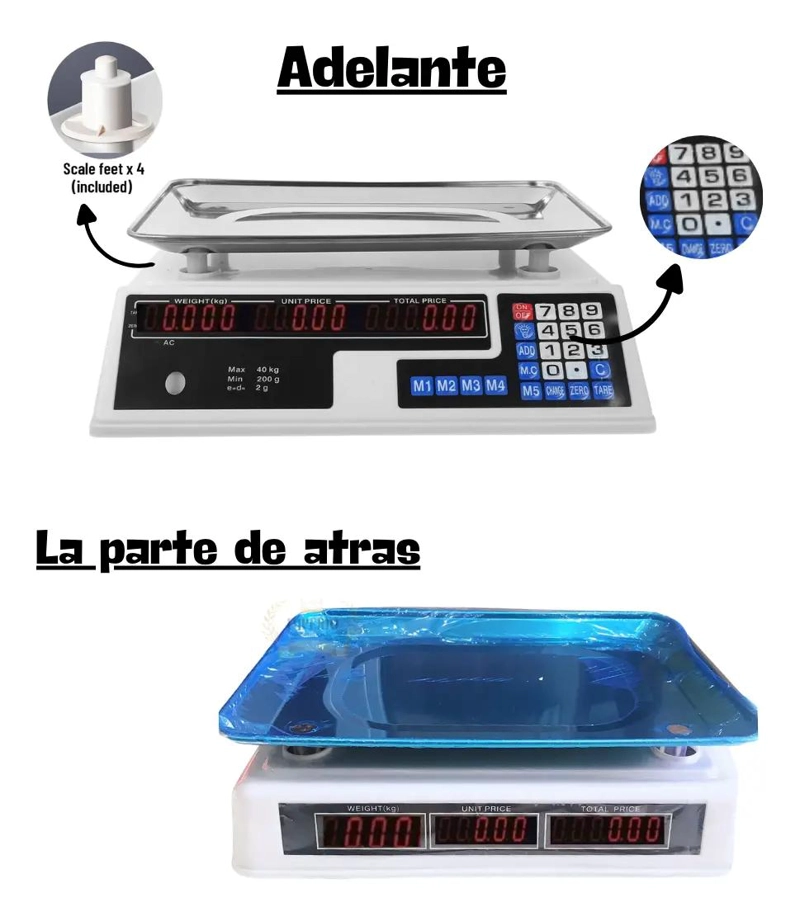 BALANZA DIGITAL RECARGABLE PARA USO COMERCIAL CON CAPACIDAD DE 40 KILOS - 2