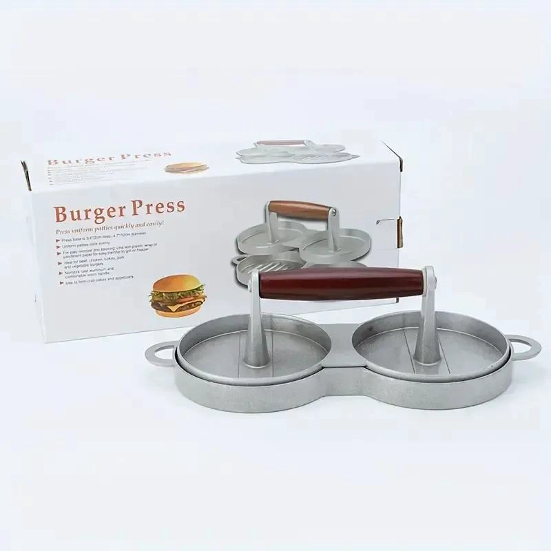MOLDE PARA HAMBURGUESAS DOBLE CON PRENSA INTEGRADA PARA COCINA - 1