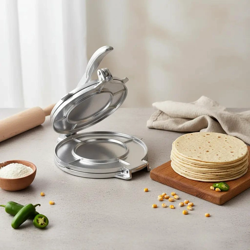 PRENSA PARA APLASTAR MASA DE TORTILLAS Y EMPANADAS CON DISEÑO RESISTENTE - 1