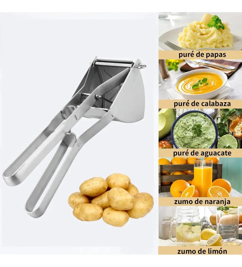 PRENSA MANUAL PARA PATATAS DE ACERO INOXIDABLE GRUESO RESISTENTE - 3