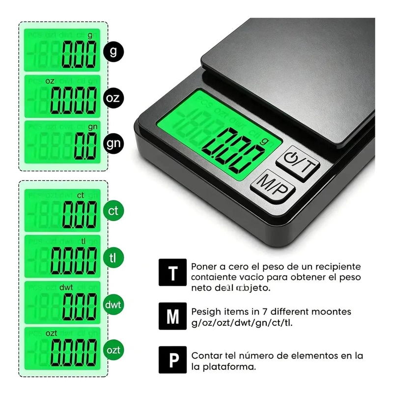 BASCULA DIGITAL PORTATIL CON PRECISION DE 0.01G Y CAPACIDAD HASTA 200G - 4