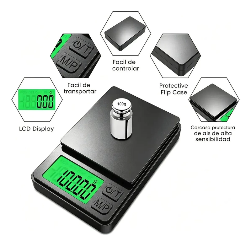 BASCULA DIGITAL PORTATIL CON PRECISION DE 0.01G Y CAPACIDAD HASTA 200G - 5