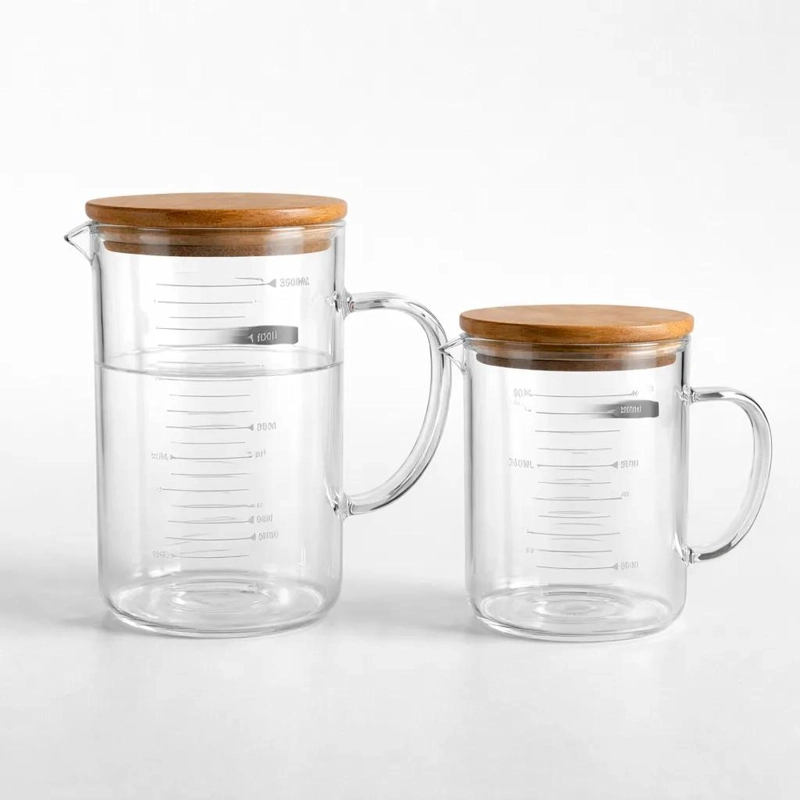 SET DE 2 JARRAS MEDIDORAS DE VIDRIO CON TAPA DE 500ML Y 350ML - 5