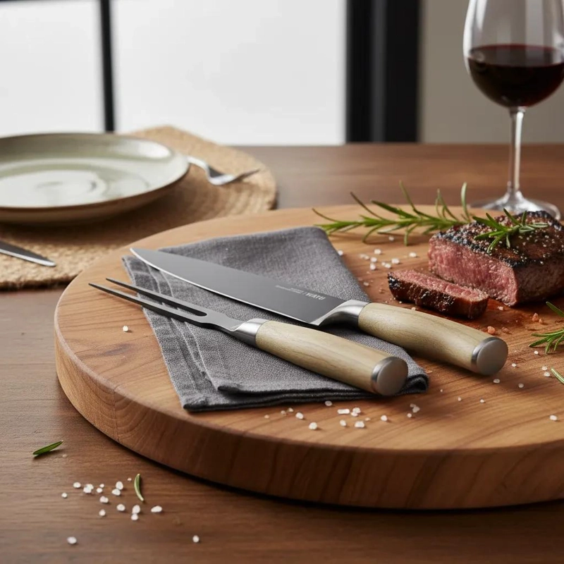 SET COMPLETO DE UTENSILIOS PARA ASADO CON CUCHILLO Y TENEDOR RESISTENTES - 2