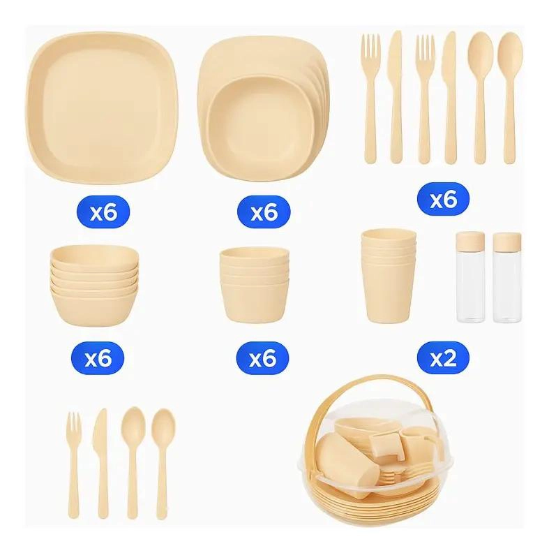 SET DE PICNIC CON 48 PIEZAS PARA CAMPING Y UTENSILIOS DE VAJILLA - 2