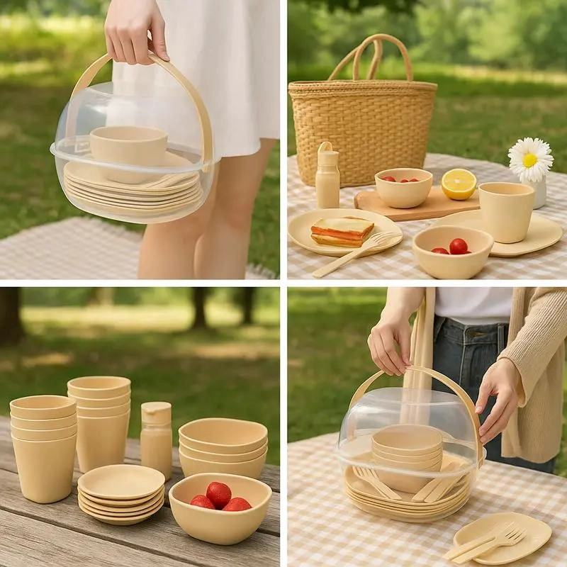 SET DE PICNIC CON 48 PIEZAS PARA CAMPING Y UTENSILIOS DE VAJILLA - 4