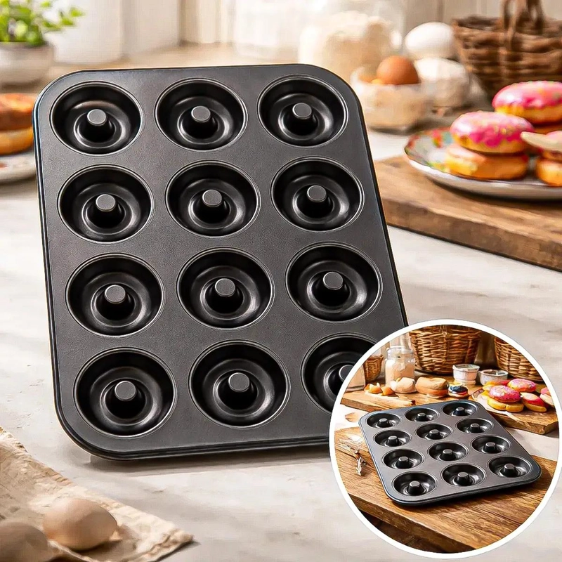 SET DE 3 MOLDES ANTIADHERENTES PARA QUEQUES Y ROSQUILLAS DE 12 UNIDADES - 5