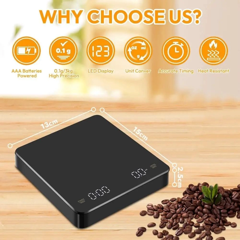 BASCULA DIGITAL PARA CAFE  CON TEMPORIZADOR Y CAPACIDAD DE 3 KG - 3