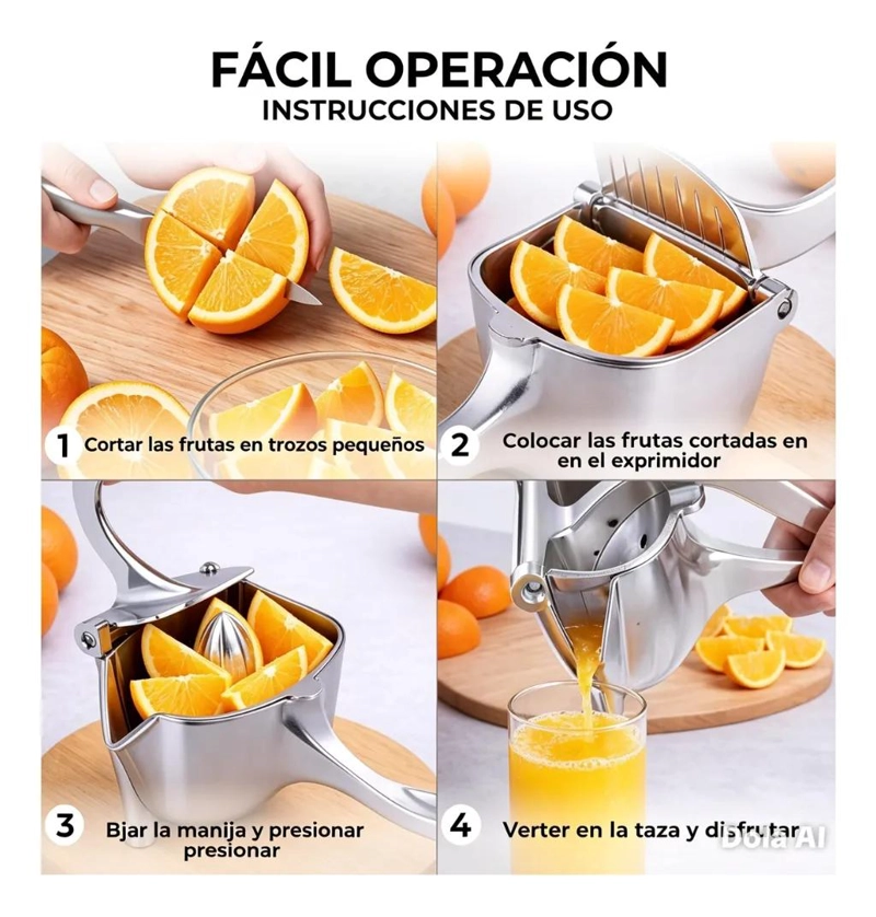 EXPRIMIDOR MANUAL METALICO PARA JUGO DE FRUTAS CITRICAS Y NARANJAS - 4