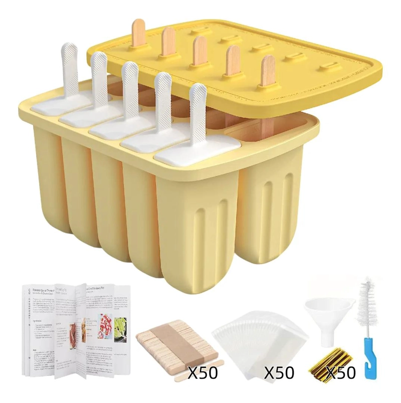 MOLDE DE SILICONA PARA 10 HELADOS PALETA CON ACCESORIOS PARA PREPARACION - 1