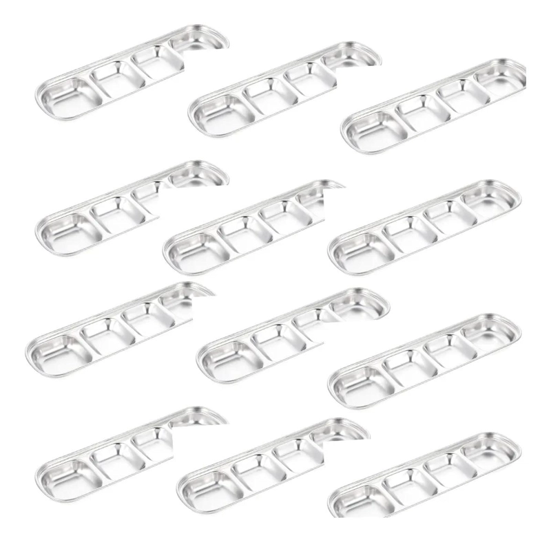 SET DE 12 PLATOS PARA SALSAS DIP DE ACERO INOXIDABLE - 1