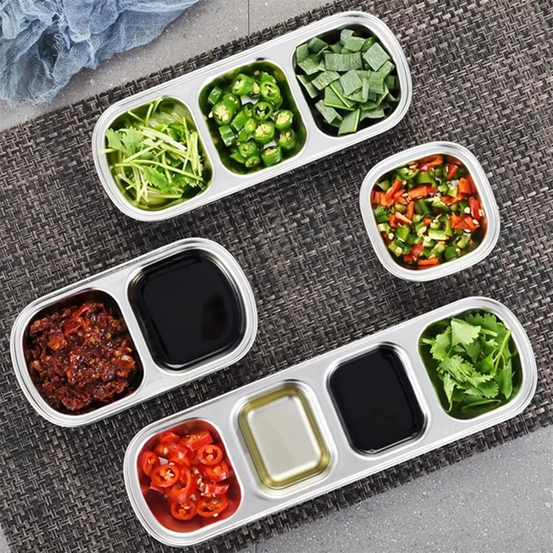 SET DE 12 PLATOS PARA SALSAS DIP DE ACERO INOXIDABLE - 5