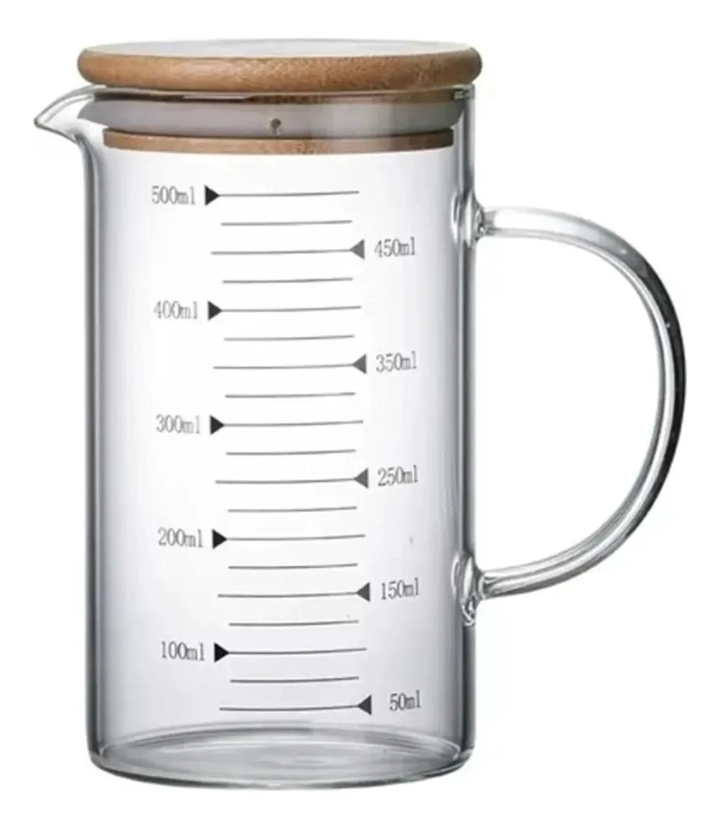 SET DE 2 JARRAS MEDIDORAS DE VIDRIO CON TAPA DE BAMBU 350 Y 500 ML - 4