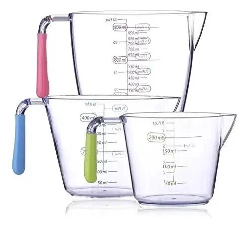 SET DE 3 TAZAS MEDIDORAS PLASTICAS CON DIFERENTES CAPACIDADES - 1