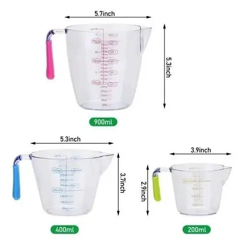 SET DE 3 TAZAS MEDIDORAS PLASTICAS CON DIFERENTES CAPACIDADES - 2