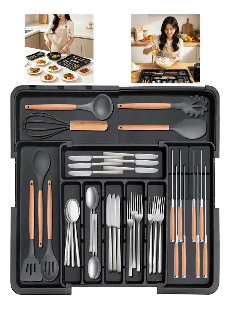 ORGANIZADOR PARA CUBIERTOS Y UTENSILIOS CON 10 COMPARTIMENTOS PARA CAJON - 1