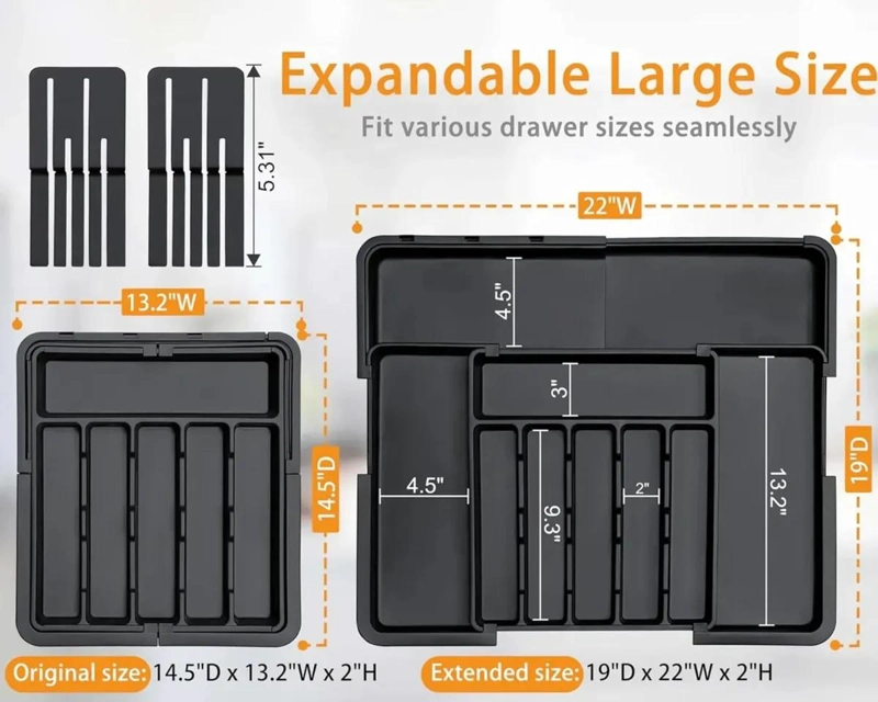 ORGANIZADOR PARA CUBIERTOS Y UTENSILIOS CON 10 COMPARTIMENTOS PARA CAJON - 3