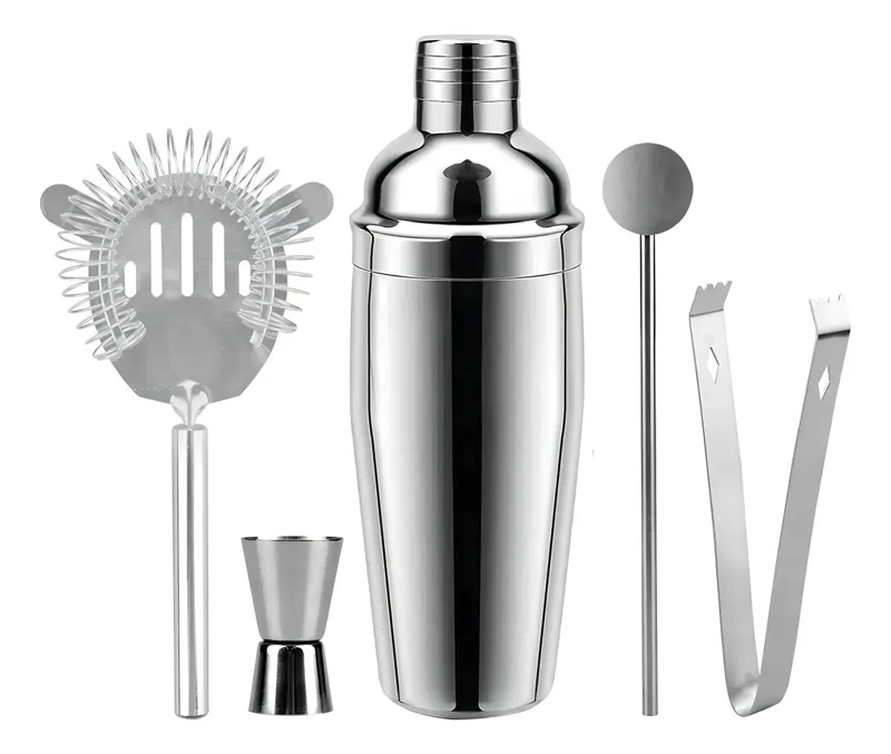 JUEGO DE COCTELERA CON 5 PIEZAS PARA PREPARAR BEBIDAS Y TRAGOS - 1