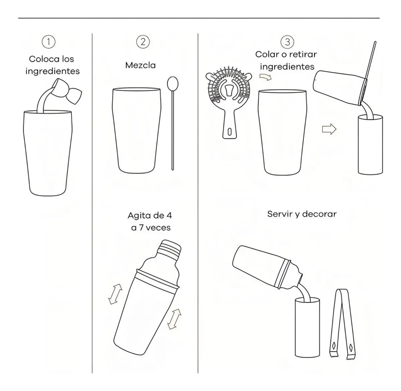 JUEGO DE COCTELERA CON 5 PIEZAS PARA PREPARAR BEBIDAS Y TRAGOS - 5