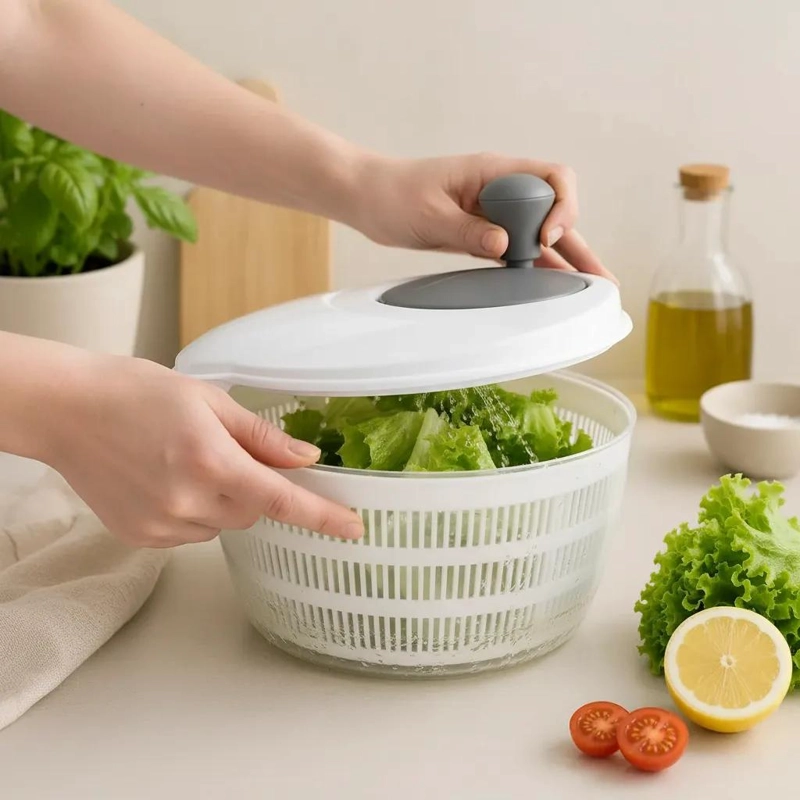 SECADOR MANUAL DE VERDURAS CON CENTRIFUGADO Y COLADOR INTEGRADO - 4