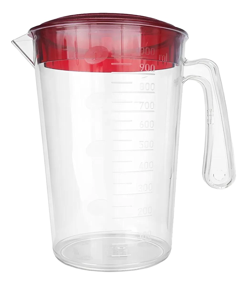 JARRO GRADUADO DE POLICARBONATO TRANSPARENTE CON TAPA DE 2 LITROS - 1