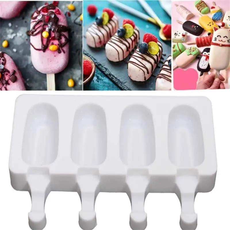 SET DE 2 MOLDES REUTILIZABLES DE SILICONA PARA HELADOS CON PALETAS - 2