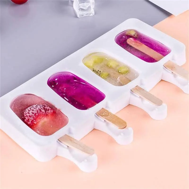 SET DE 2 MOLDES REUTILIZABLES DE SILICONA PARA HELADOS CON PALETAS - 4